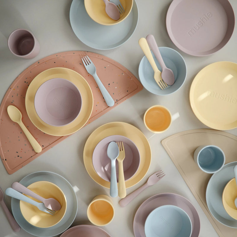 mushie Square Dinnerware Bowls for Kids | Made in Denmark, Set of 2 (Blush)