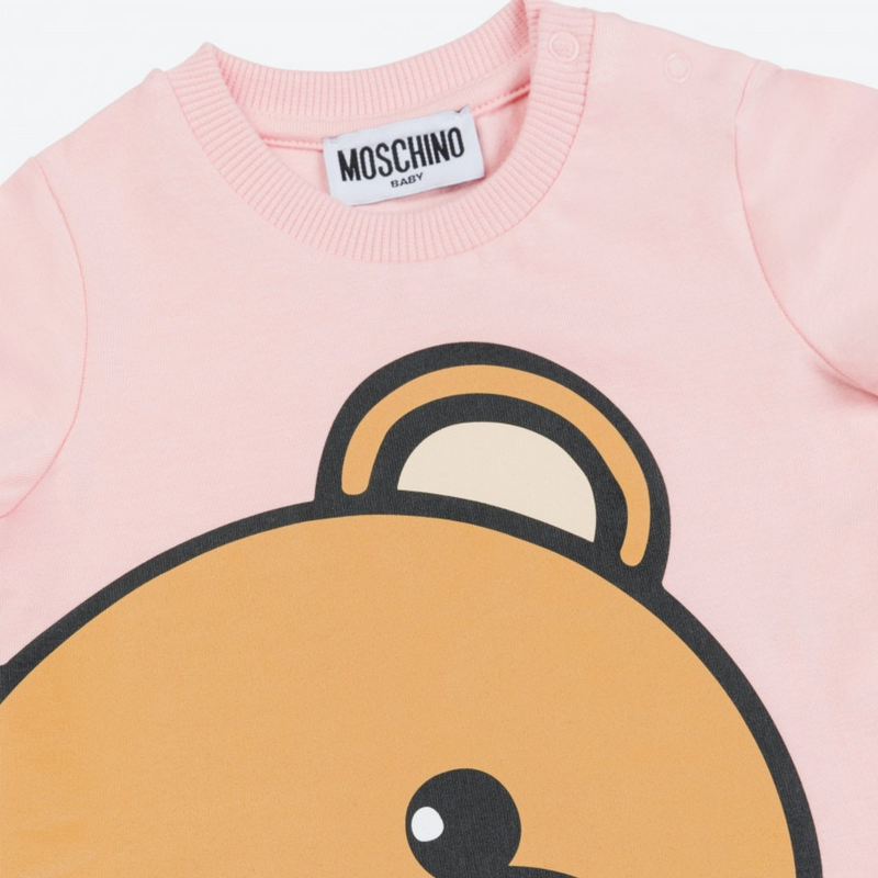 Moschino Pink Large Bear Logo T-Shirt Moschino