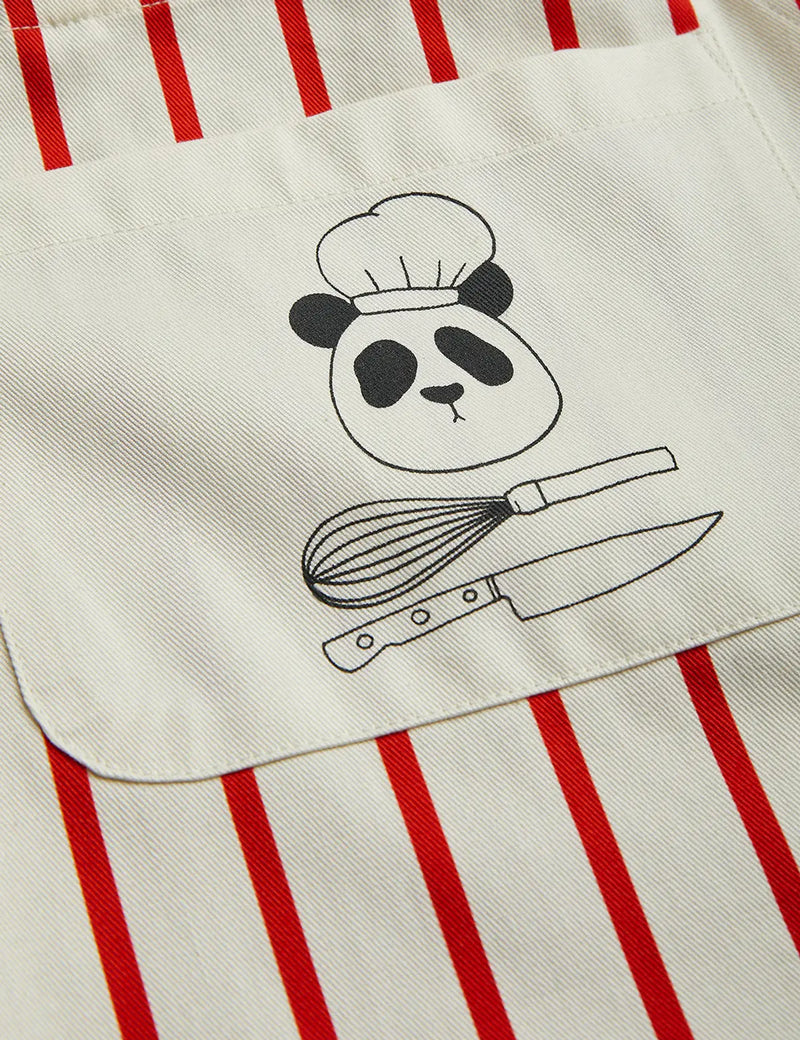 Mini Rodini Stripe Panda chef woven apron kids aprons Mini Rodini   