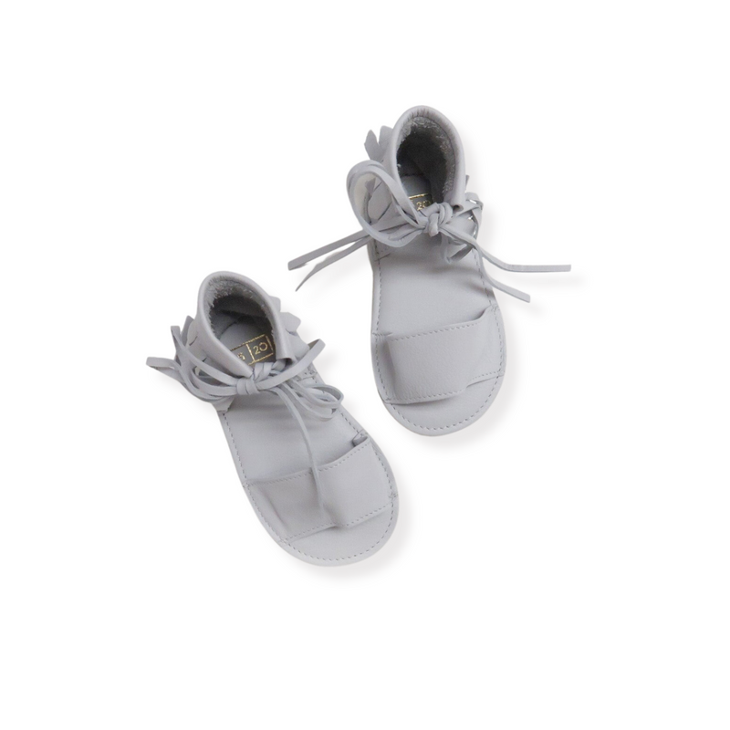 ili + charlie Boho Fringe Leather Sandals Grey* FINAL SALE kids shoes ili + charlie   