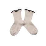 Collegien Delphine - Lettuce Trim Ribbed Socks - Doux Agneaux kids socks and tights Collegien   