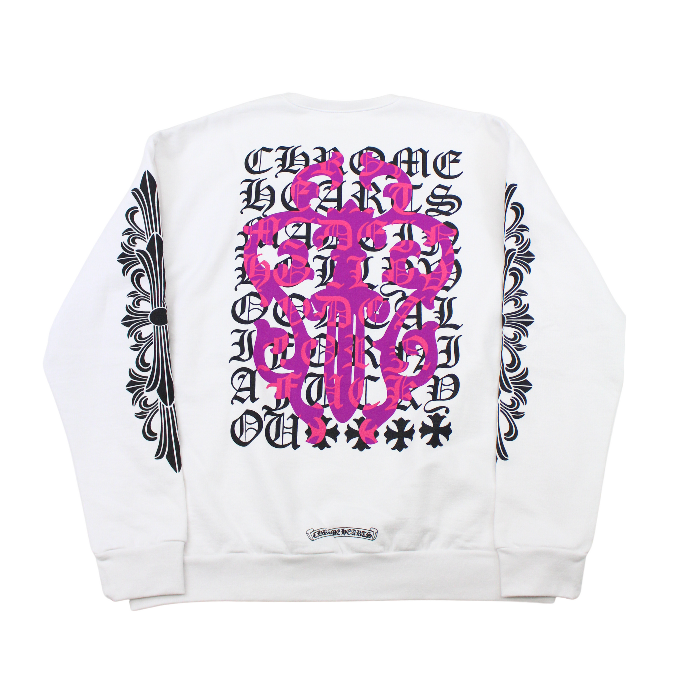 Chrome Hearts Eye Chart Pink Dagger Floral Sleeve Pullover Hoodie