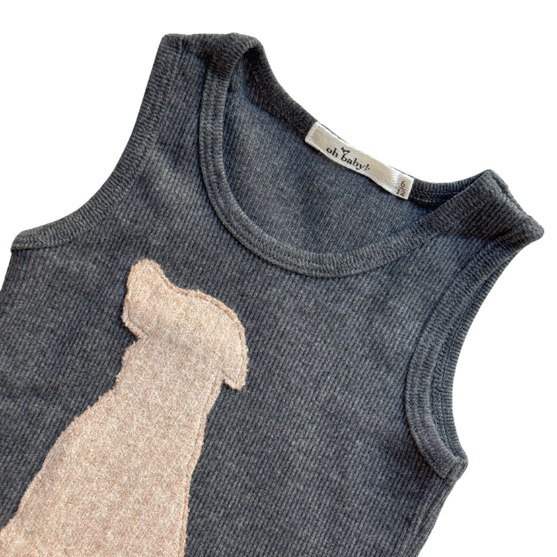 Oh Baby! Happy Dog Cotton Ribbed Tank kids tank tops Oh Baby!   