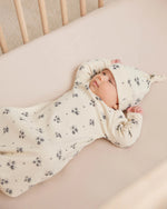 Quincy Mae Knotted Baby Gown + Hat || Navy Ditsy kids sleepwear Quincy Mae   