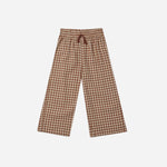 Rylee + Cru Wide Leg Pant || Brown Gingham kids pants Rylee And Cru   