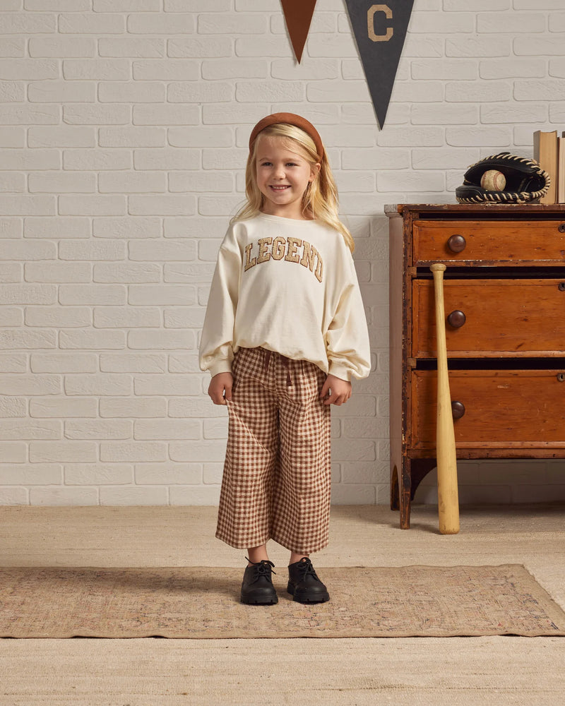 Rylee + Cru Wide Leg Pant || Brown Gingham kids pants Rylee And Cru   