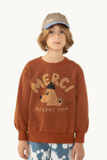 Tiny Cottons Merci Sweatshirt brown kids sweatshirts Tiny cottons   