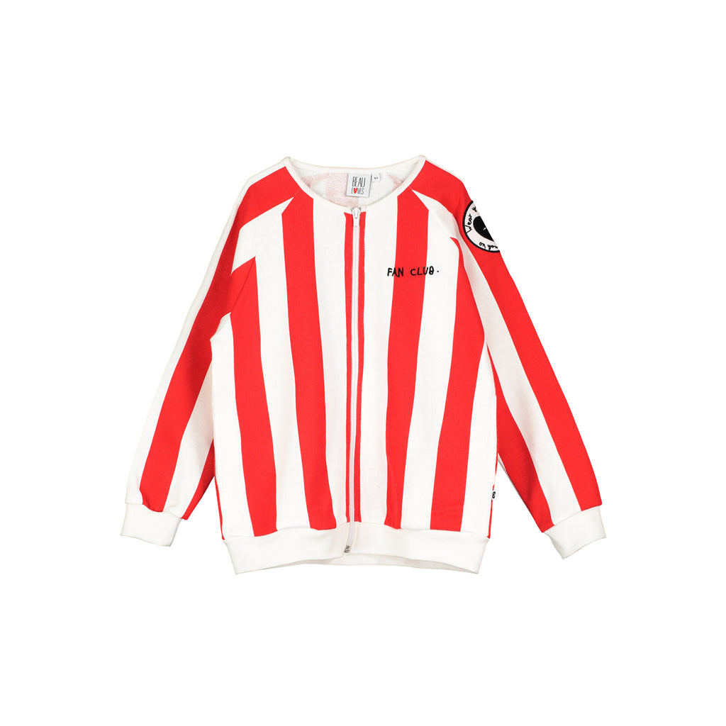 Beau Loves Zip Jacket, Ecru/Tomato Red, Fresh Air Club kids jackets Beau Loves   