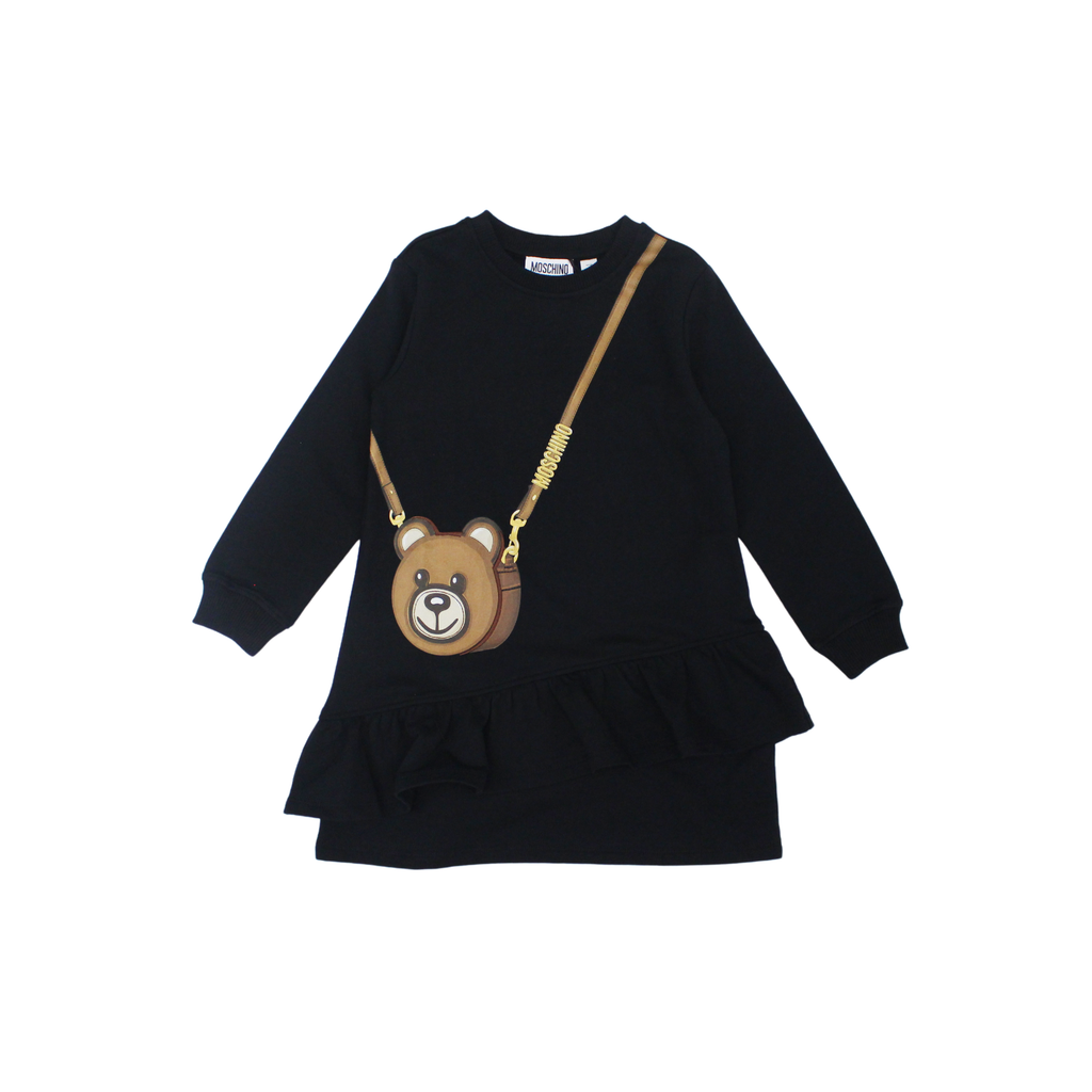 Moschino Kids Girls Black Teddy Bag Dress kids dresses Moschino   