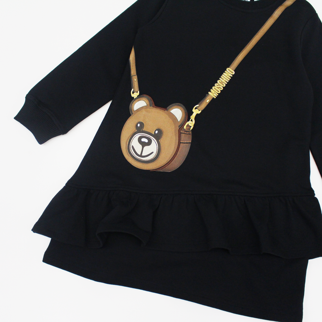 Moschino Kids Girls Black Teddy Bag Dress kids dresses Moschino   