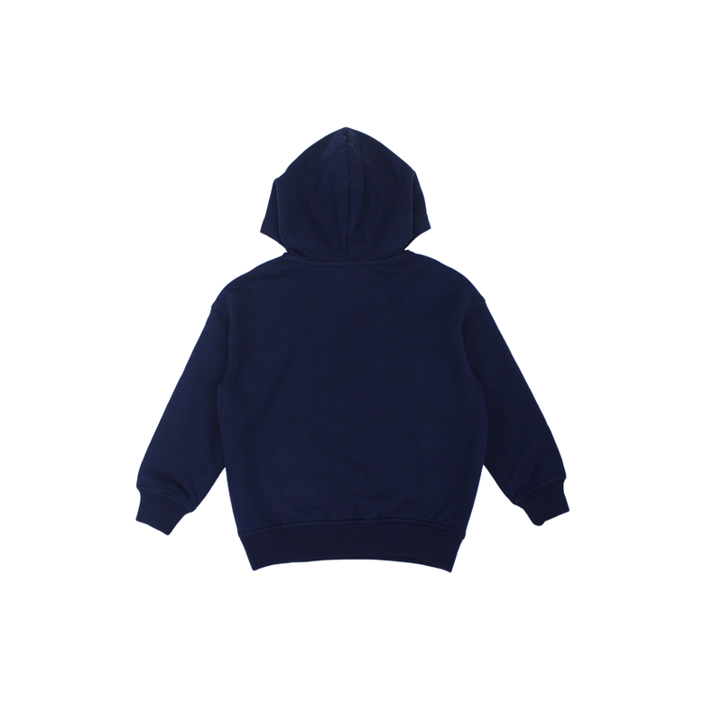 Moschino Kids Teddy Navy Blue Logo Hoodie Crown Forever