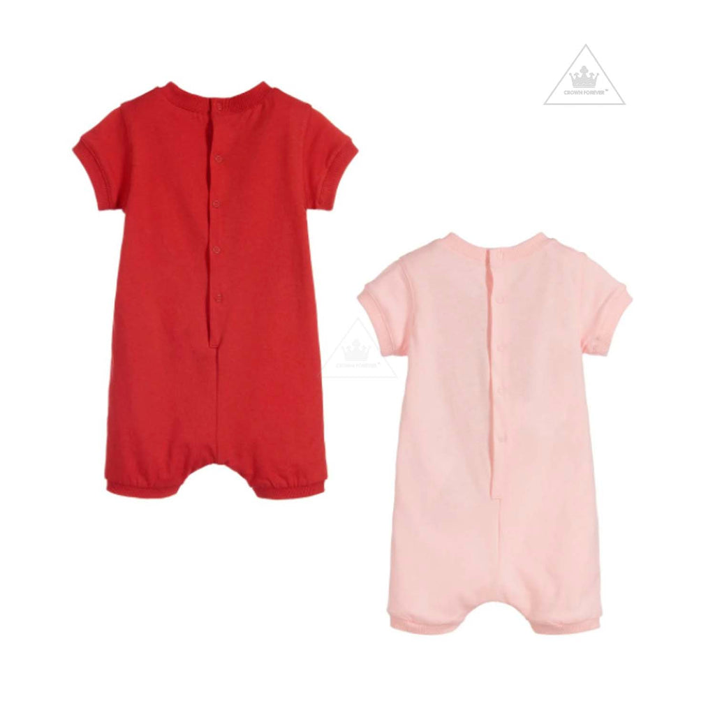 Moschino Baby Baby Cotton Shorties (2 Pack) Red/Pink baby rompers Moschino   