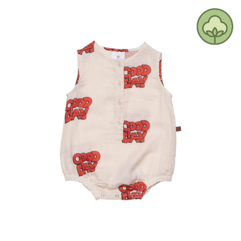 Wynken Baby Woven Romper - Cloud / Setting Sun – Crown Forever