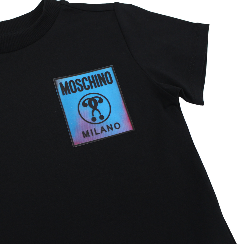 Moschino Kids Boys Holographic Logo Patch T Shirt kids T shirts Moschino   