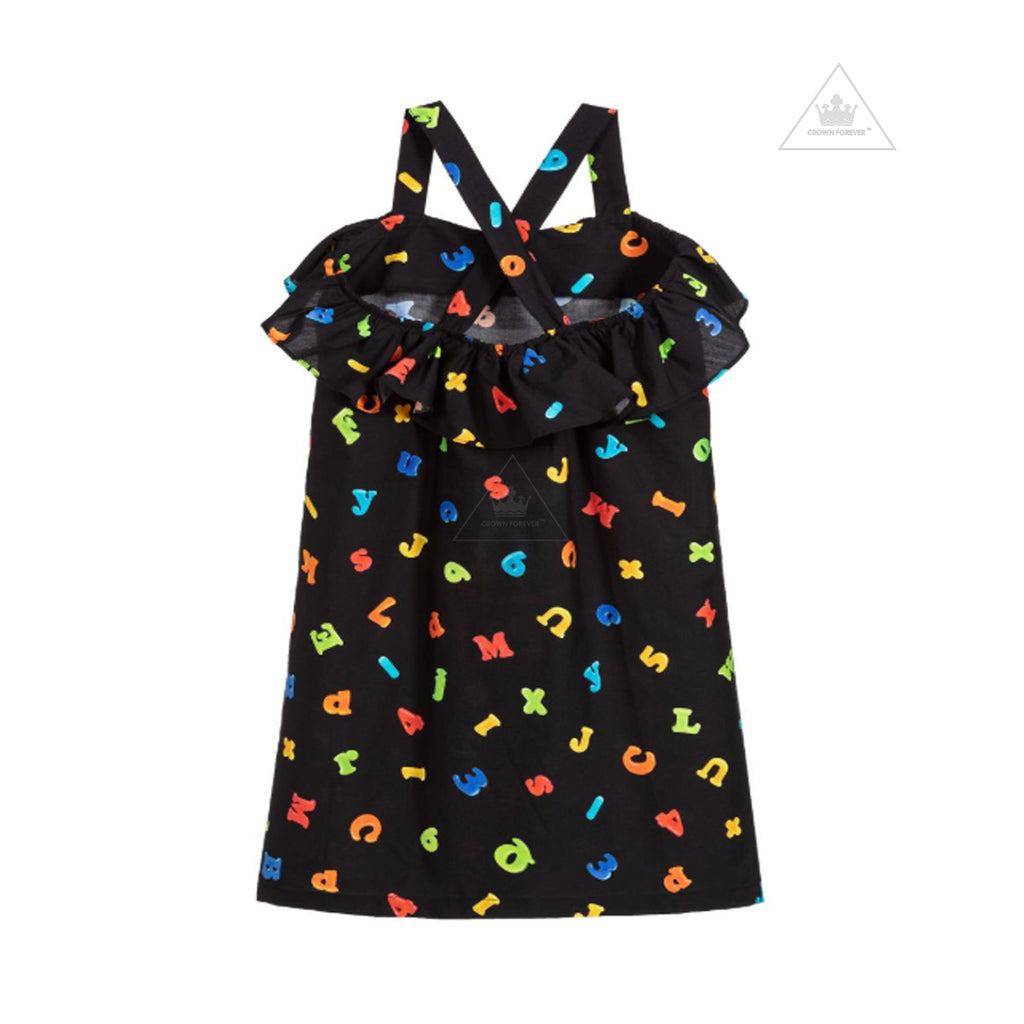 Moschino Kids Girls Mini Me Letters Dress Black kids dresses Moschino   