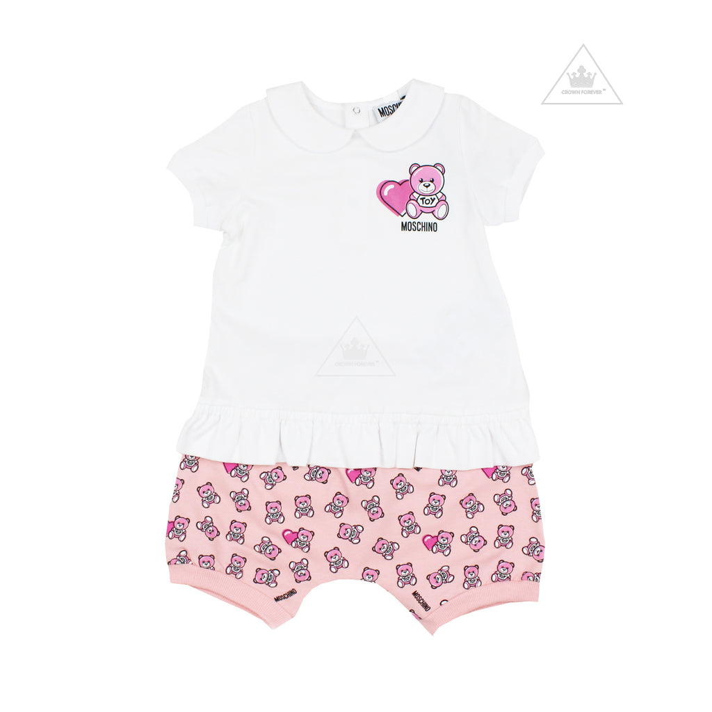 Moschino Baby Girl Teddy Bear Heart T Shirt and Shorts Set kids tops+bottoms sets Moschino   