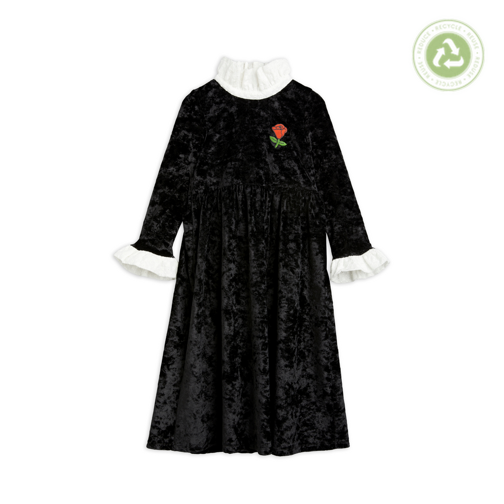 Mini Rodini Crushed Velour Long Sleeve Dress kids dresses Mini Rodini   