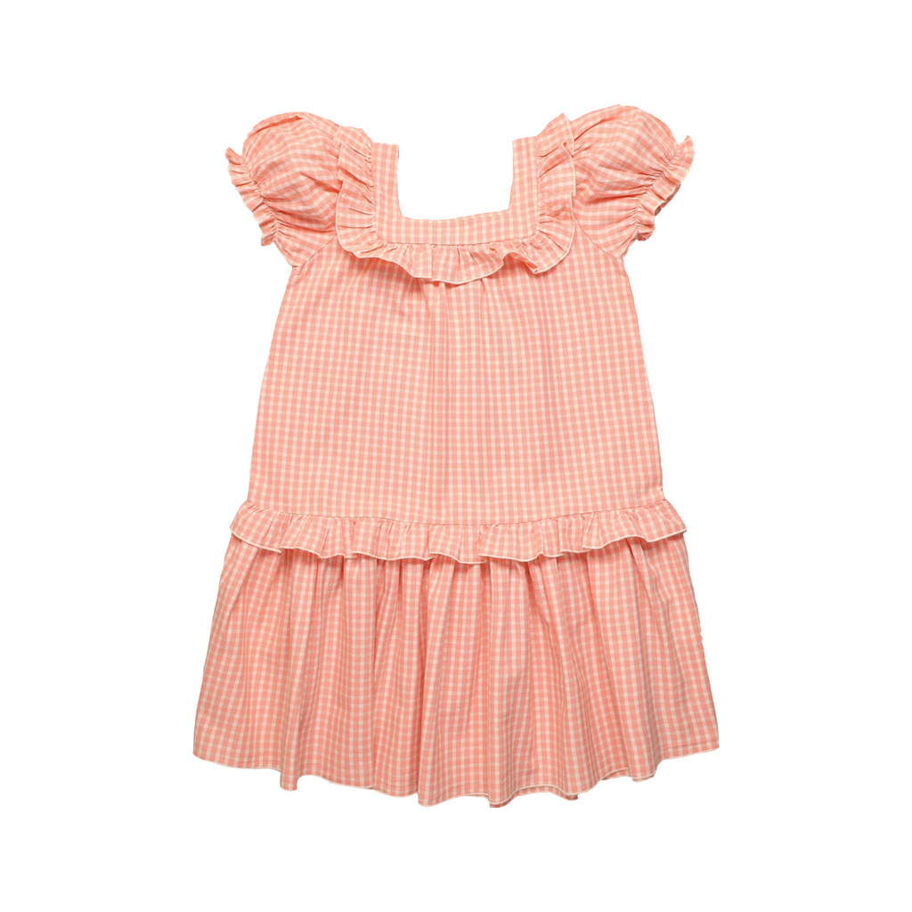 The New Society Rachel Dress Coral Check kids dresses The New Society   