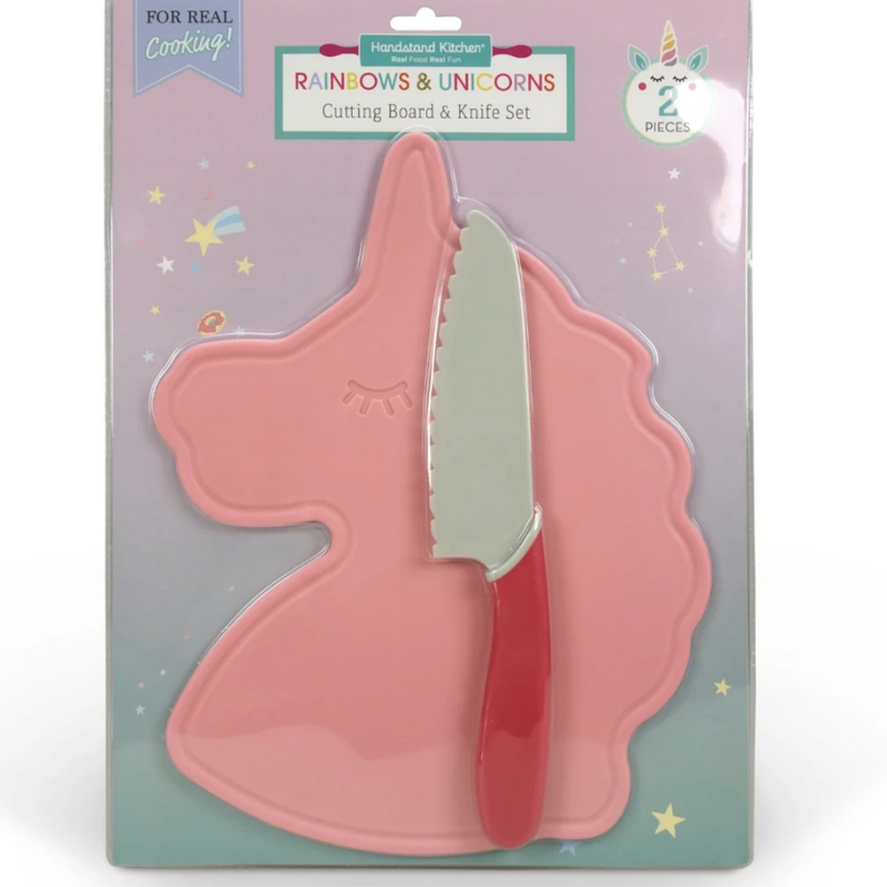 Handstand Kitchen Unicorn Cutting Board & Kid Safe Knife Set Pink kids lifestyles Handstand Kitchen   