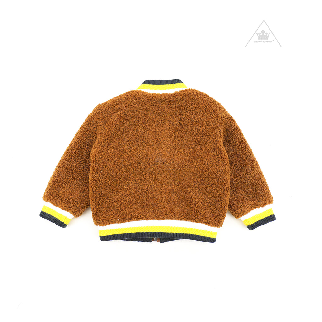 Stella McCartney Kids Baby Boy Teddy Jacket With Patches Brown kids jackets Stella McCarney Kids   