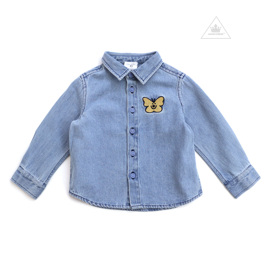 Wynken Baby Apache Shirt - Bleached Denim kids shirts Wynken   