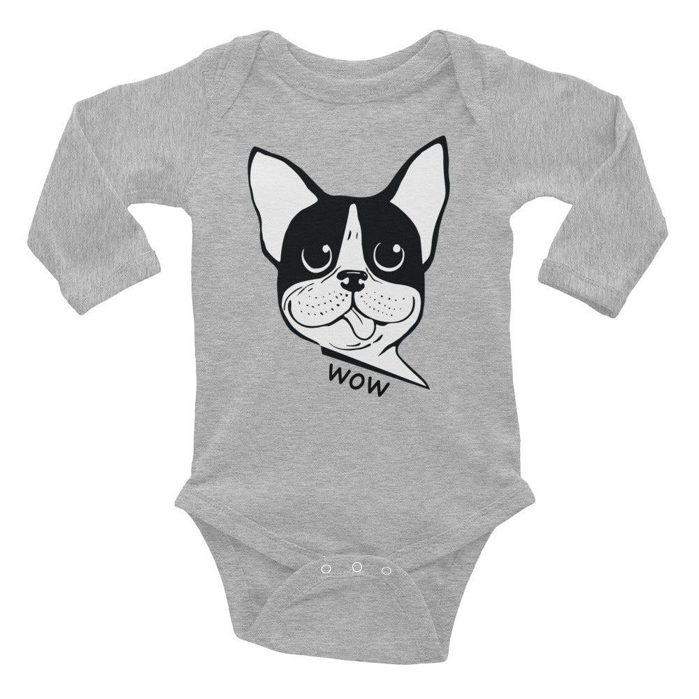 Lil Crown Infant Long Sleeve Bodysuit BOSTON WOW  CROWN FOREVER Heather 3-6M 